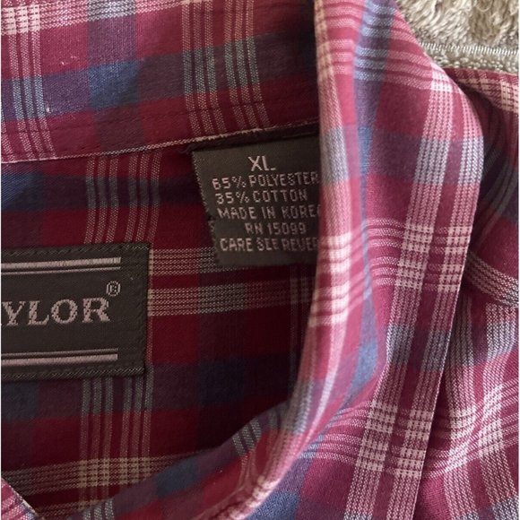 Men’s David Taylor Size XL Long Sleeve Red Plaid Button Front With Pocket - Picture 5 of 7